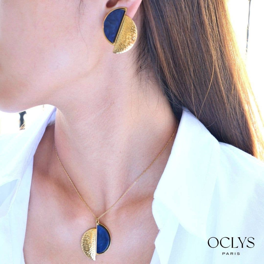 Orecchini a clip semicerchio resina acciaio inossidabile