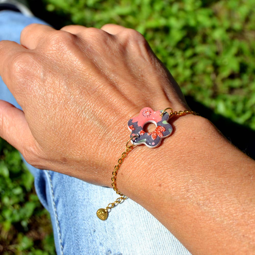 Set di fiori in resina e acciaio inossidabile – Gioielli artigianali