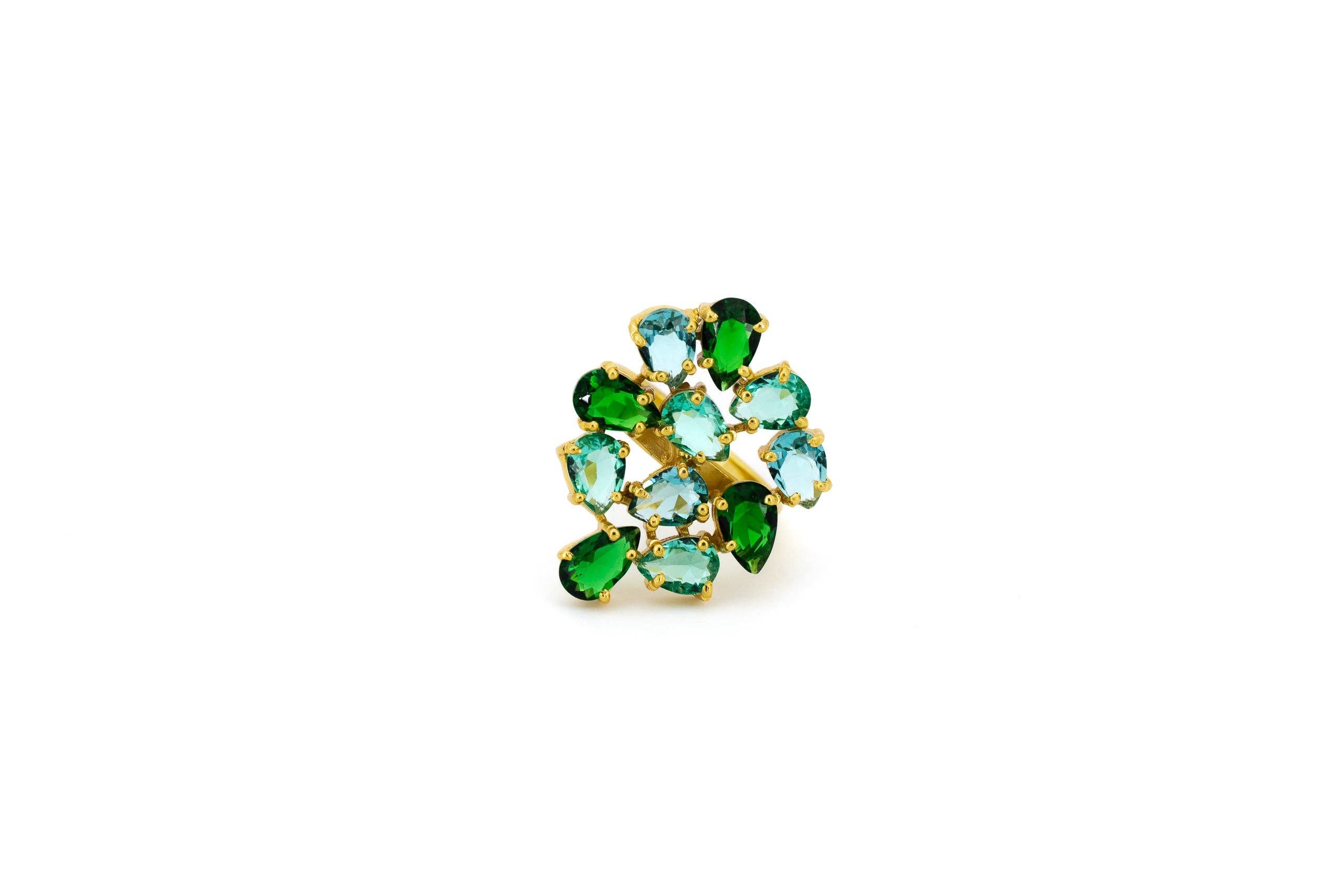 Anello grappolo triangoli cristalli