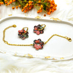 Set di fiori in resina e acciaio inossidabile – Gioielli artigianali