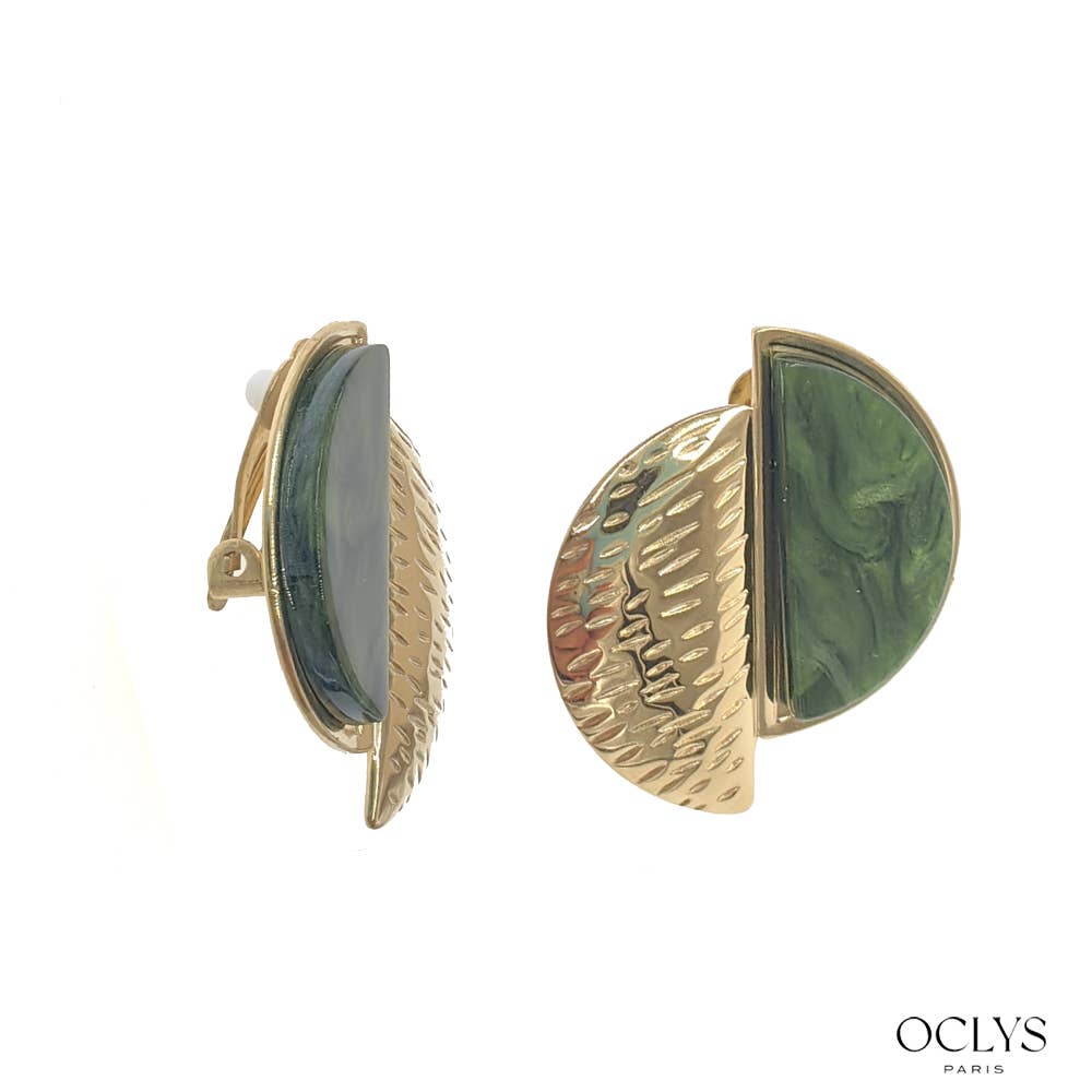 Orecchini a clip semicerchio resina acciaio inossidabile