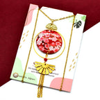 Collana lunga giapponese con fiori rossi – acciaio inox e resina