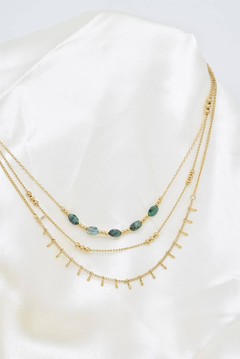 Collana a tre file in acciaio inossidabile - BJ210221OR-VR