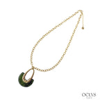 Collana catena pendente resina acciaio inossidabile dorato Luna