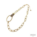 Collana catena in acciaio inossidabile dorato PU leopardo Helka