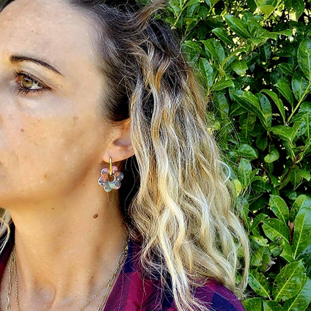 Set di fiori in resina e acciaio inossidabile – Gioielli artigianali