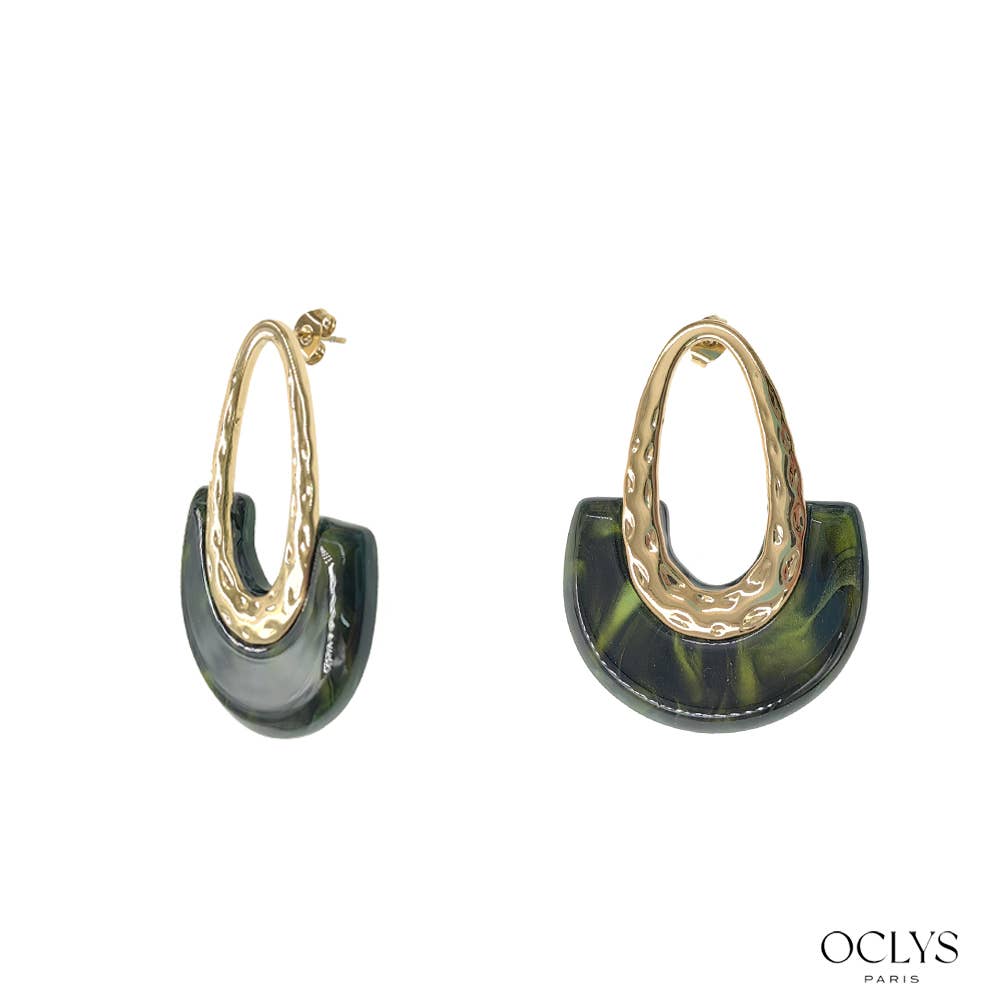 Orecchini in resina acciaio inox dorato Luna