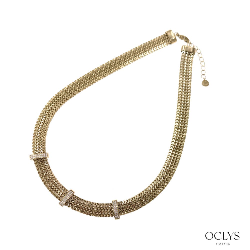 Collana maglia serpente strass acciaio inossidabile dorato Anna