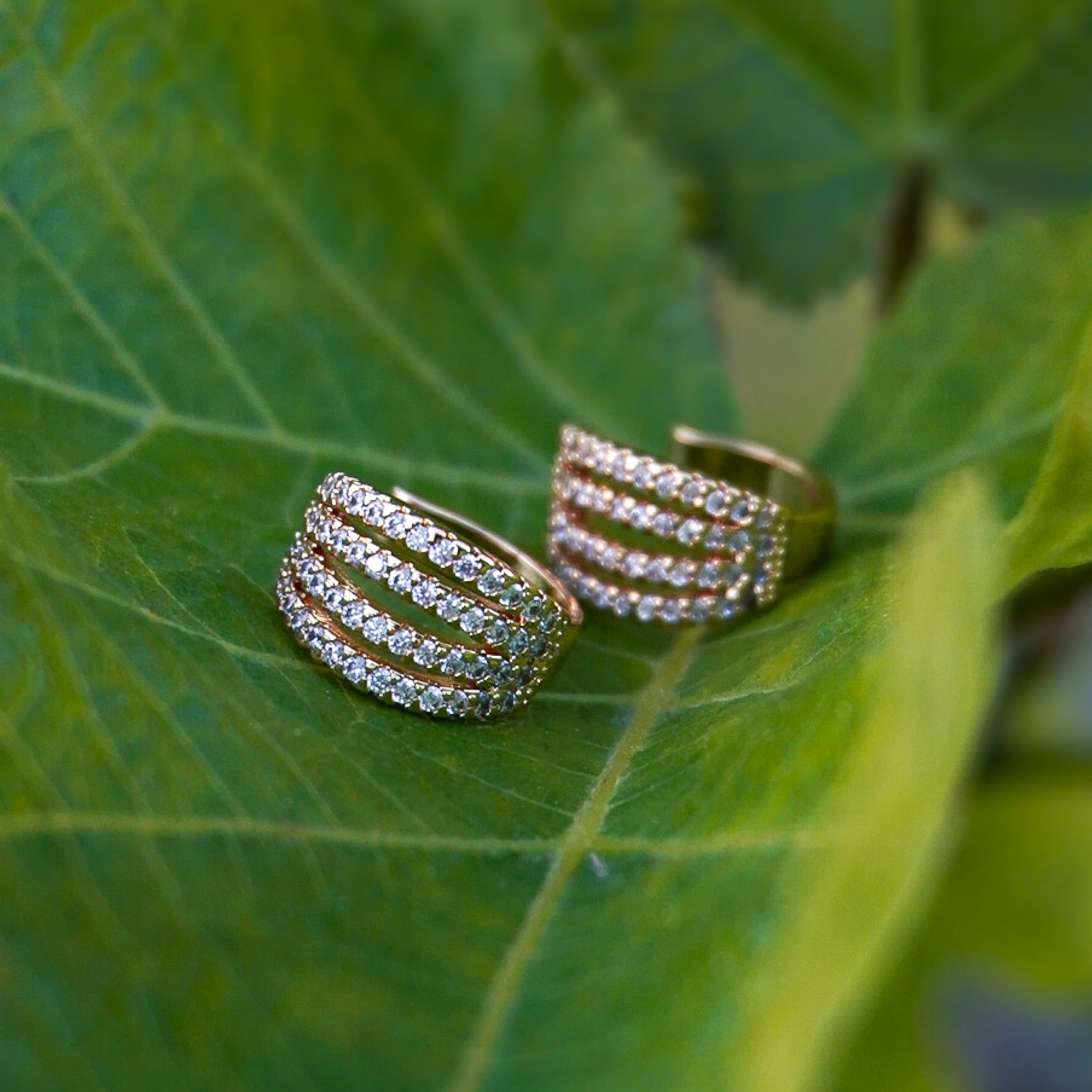 Coppia di Earcuff pavé in zirconia – Placcati Oro 18k