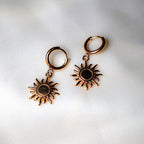 Orecchini a Cerchio in Acciaio Inossidabile con Sole