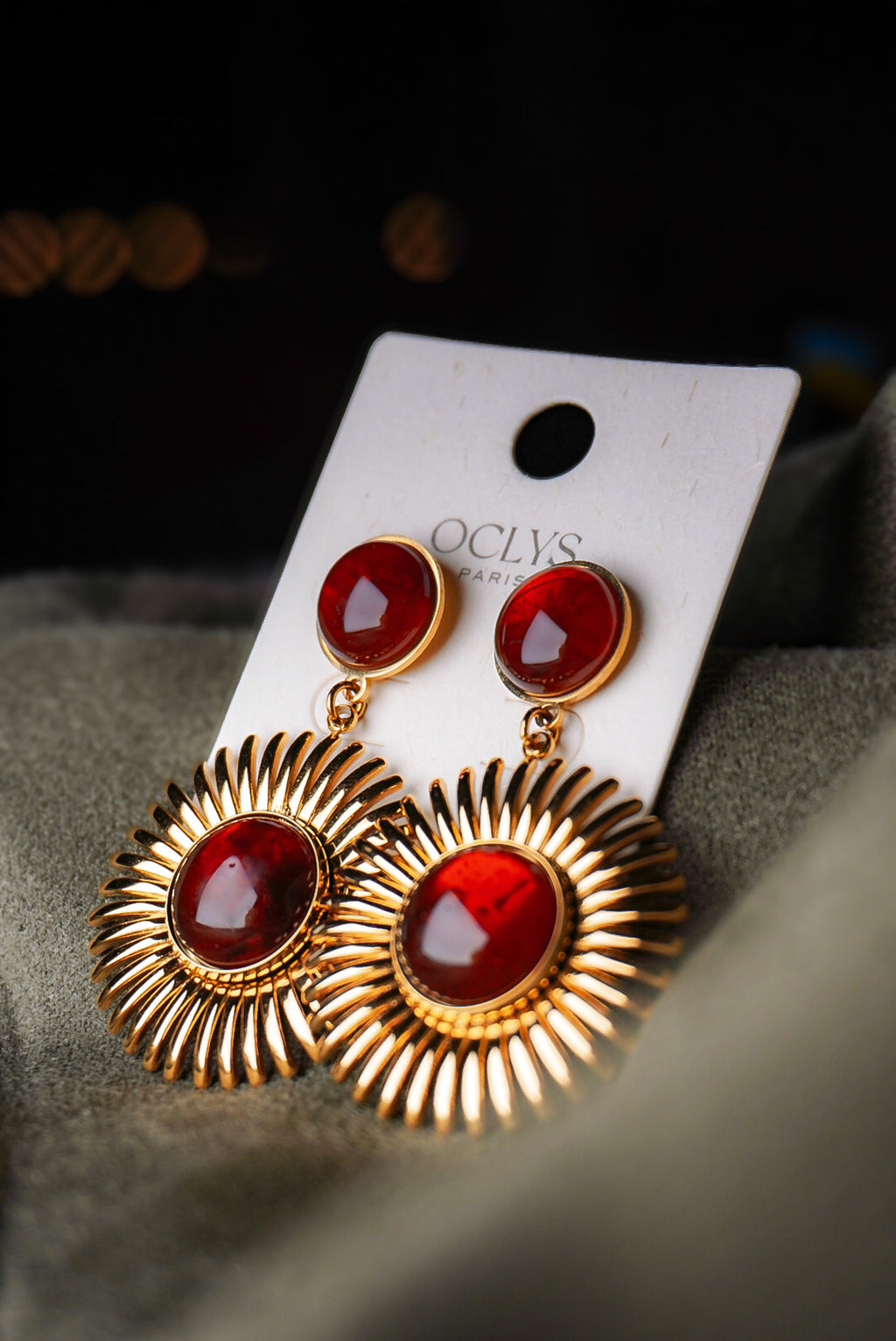 Orecchini pendenti in acciaio inossidabile dorato resina