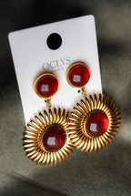 Orecchini pendenti in acciaio inossidabile dorato resina