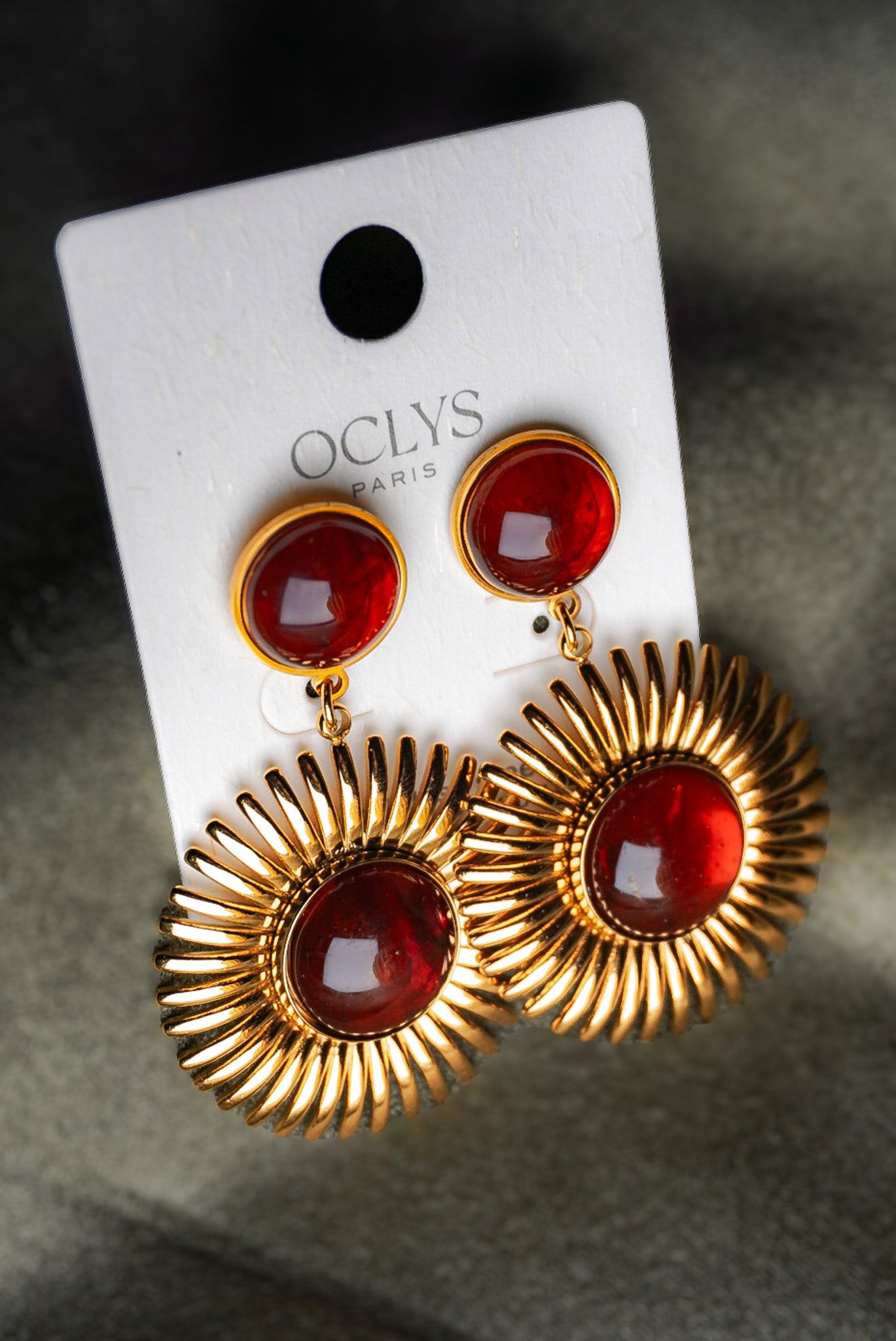 Orecchini pendenti in acciaio inossidabile dorato resina