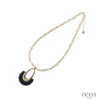 Collana catena pendente resina acciaio inossidabile dorato Luna