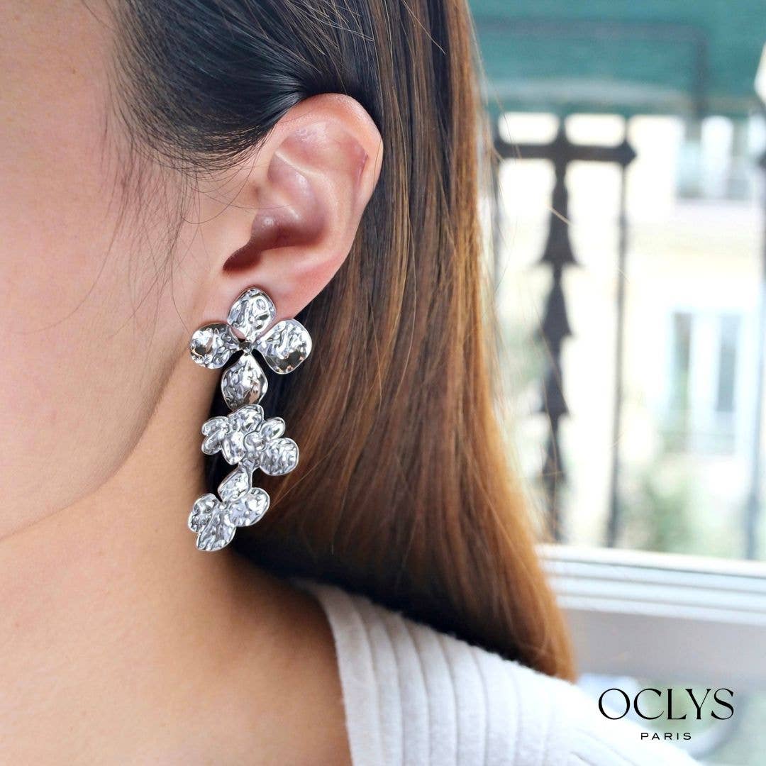 Orecchini pendenti fiori acciaio inossidabile Ina