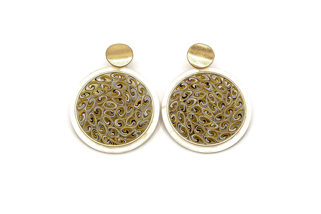 Orecchini tondo grande mandala in carta
