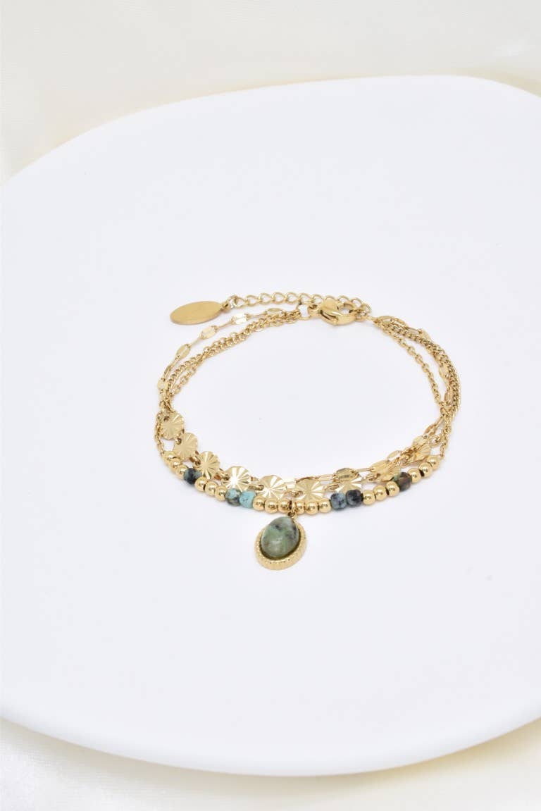 Bracciale a tre file in acciaio inossidabile - BR210216OR