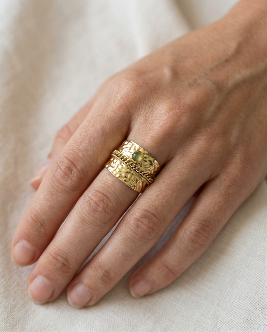 Anello in avventurina in acciaio inossidabile - BG310196OR-VR