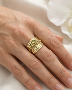 Anello in avventurina in acciaio inossidabile