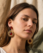 Orecchini pendenti in acciaio inossidabile dorato resina