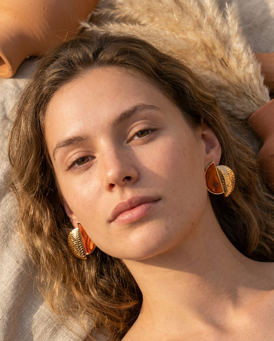 Orecchini a clip semicerchio resina acciaio inossidabile