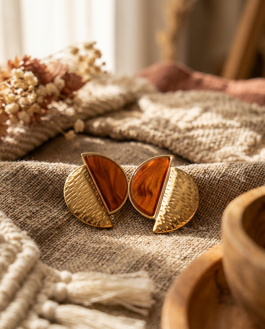 Orecchini a clip semicerchio resina acciaio inossidabile