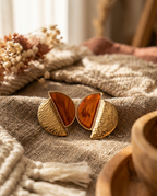 Orecchini a clip semicerchio resina acciaio inossidabile