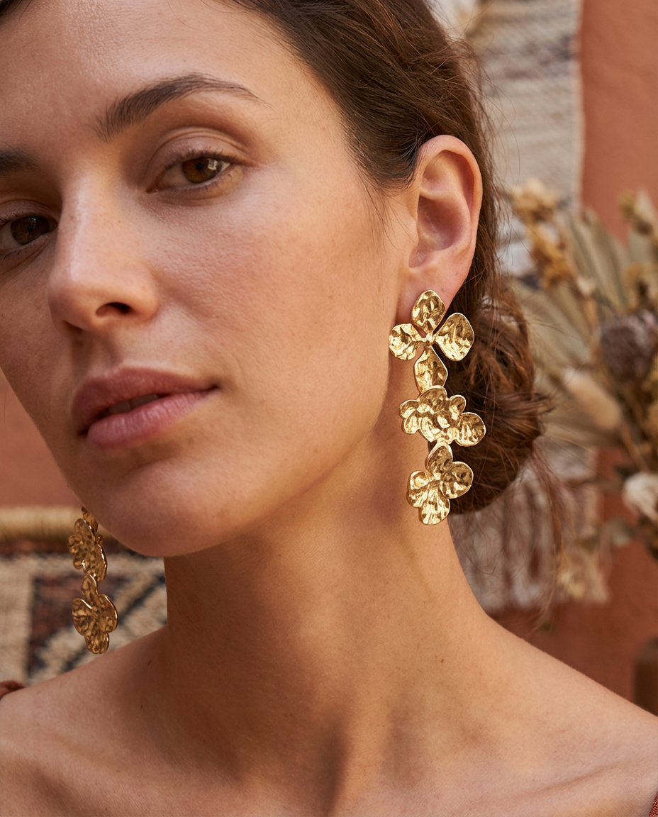 Orecchini pendenti fiori acciaio inossidabile Ina