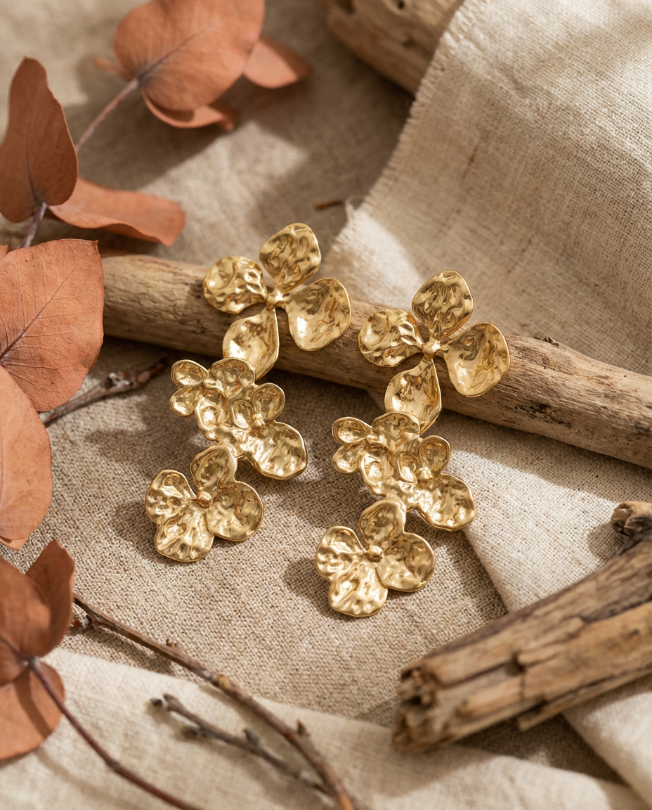 Orecchini pendenti fiori acciaio inossidabile Ina