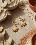 Orecchini a Cerchio in Acciaio Inossidabile con Sole