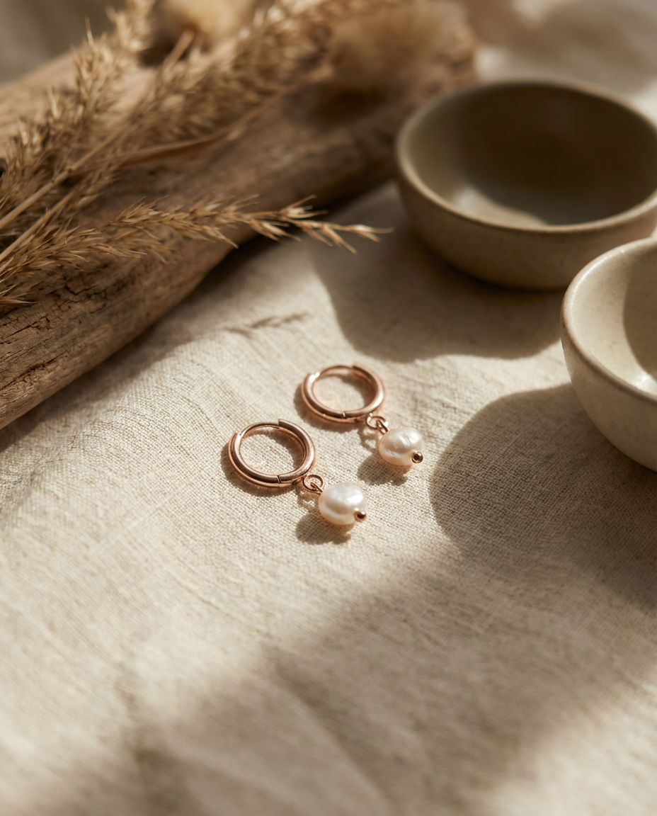 Orecchini a Cerchio Minimal con Perle