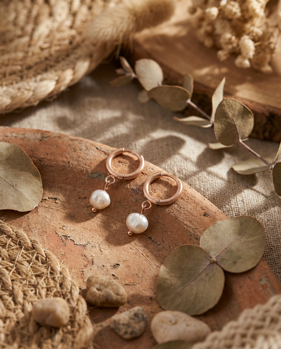 Orecchini a Cerchio Minimal con Perle