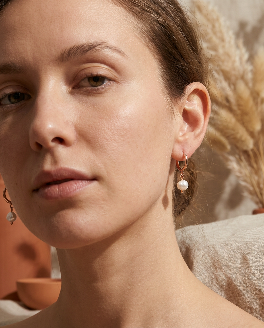 Orecchini a Cerchio Minimal con Perle