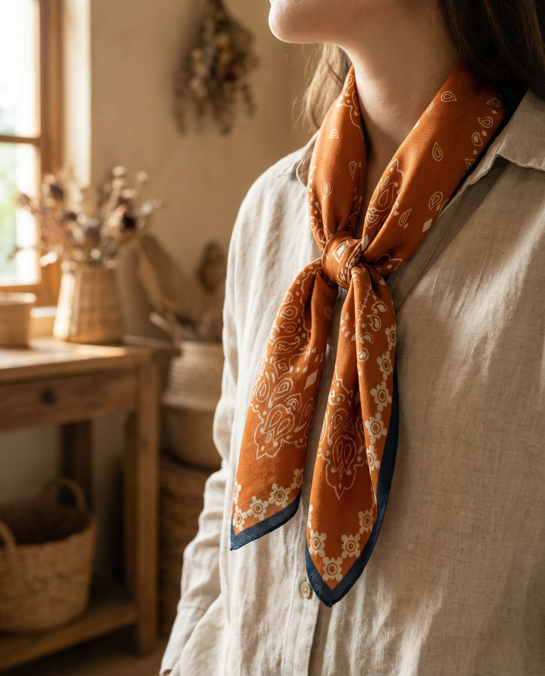 Foulard quadrato 70x70 cm boho chic vintage elegante