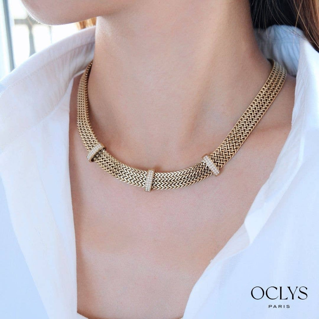 Collana maglia serpente strass acciaio inossidabile dorato Anna