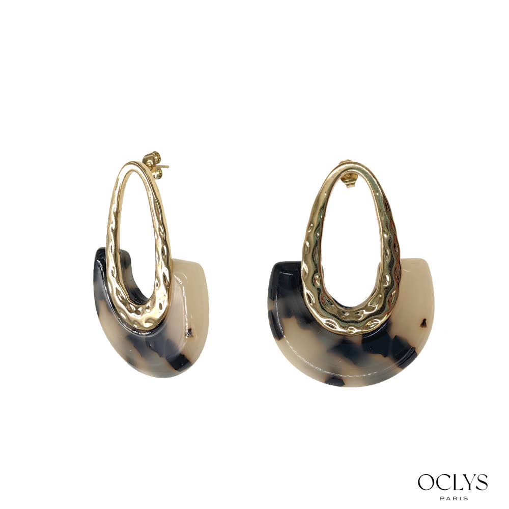 Orecchini in resina acciaio inox dorato Luna