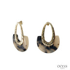 Orecchini in resina acciaio inox dorato Luna