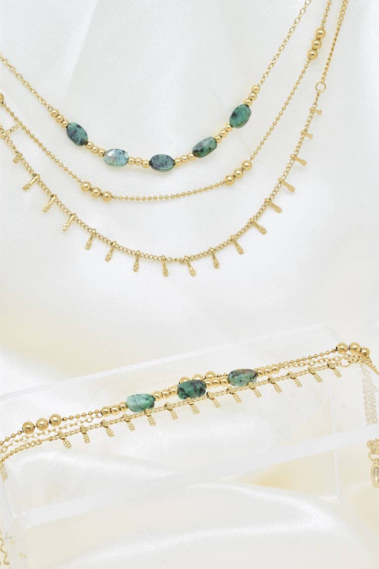 Collana a tre file in acciaio inossidabile - BJ210221OR-VR