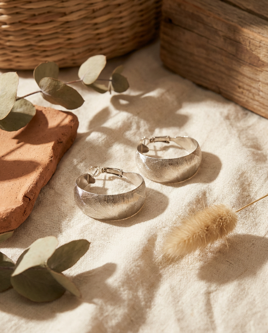 Orecchini cerchi larghi striati