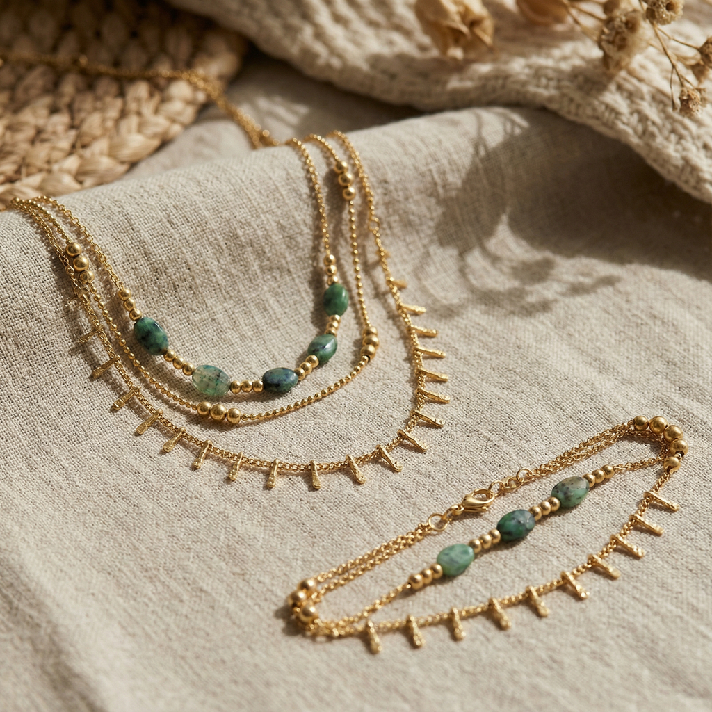 Collana a tre file in acciaio inossidabile