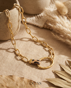 Collana catena in acciaio inossidabile dorato PU leopardo Helka