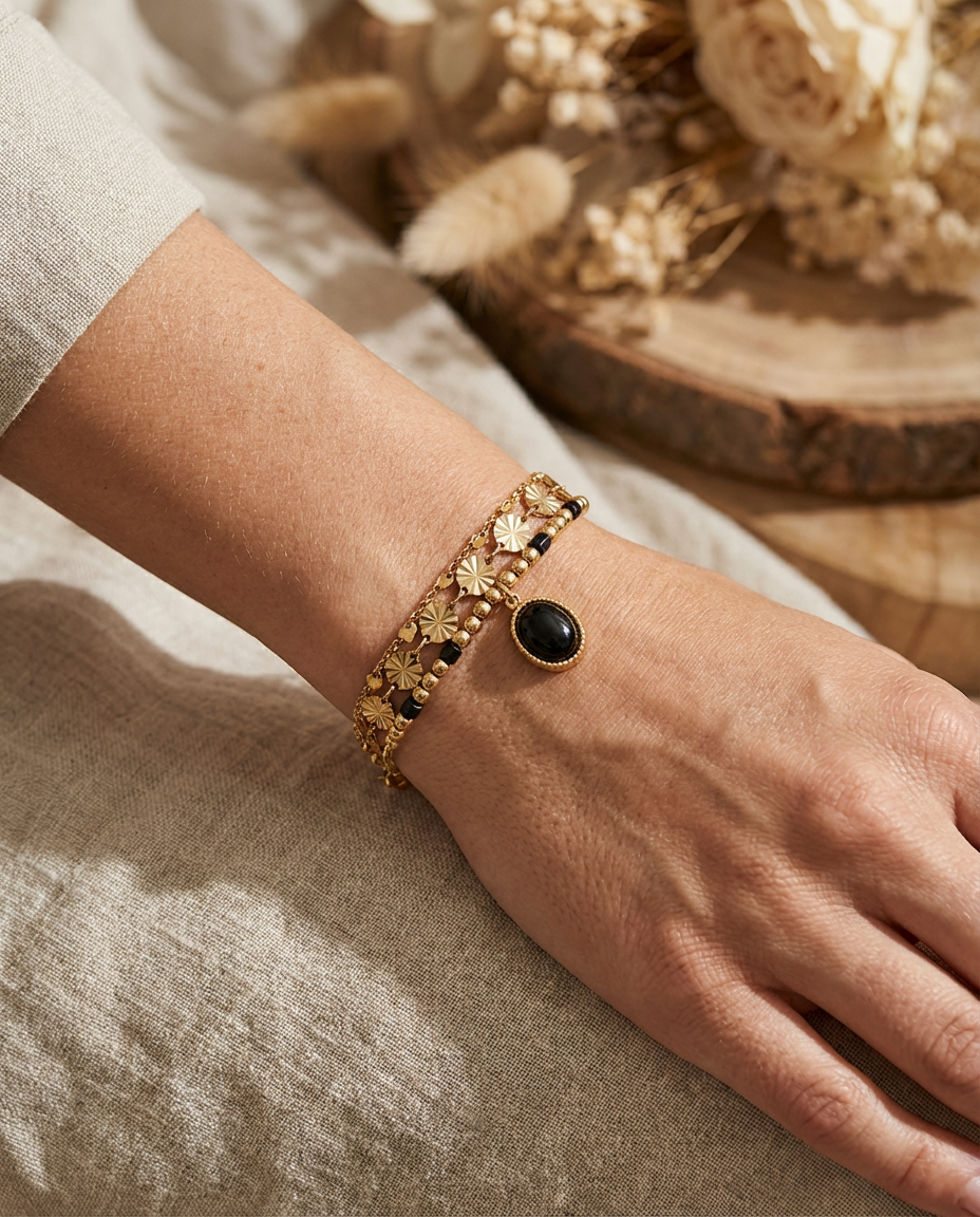 Bracciale a tre file in acciaio inossidabile