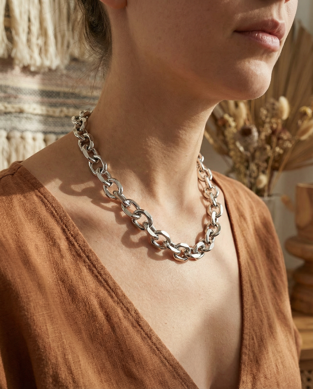 Collana catena maglia tonda