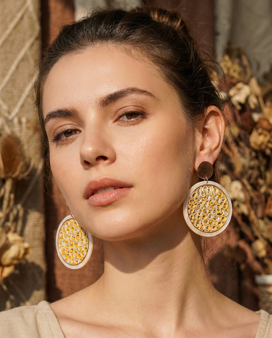 Orecchini tondo grande mandala in carta