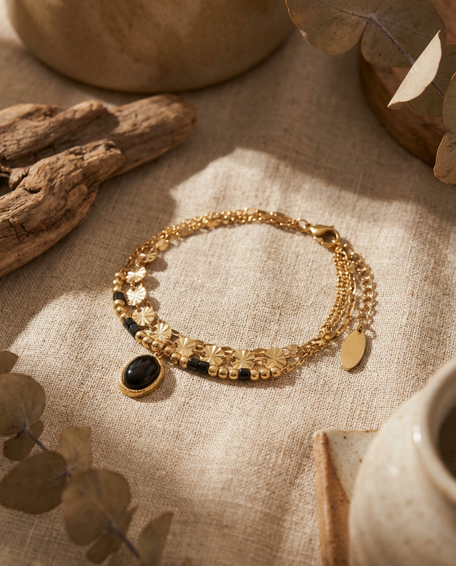 Bracciale a tre file in acciaio inossidabile