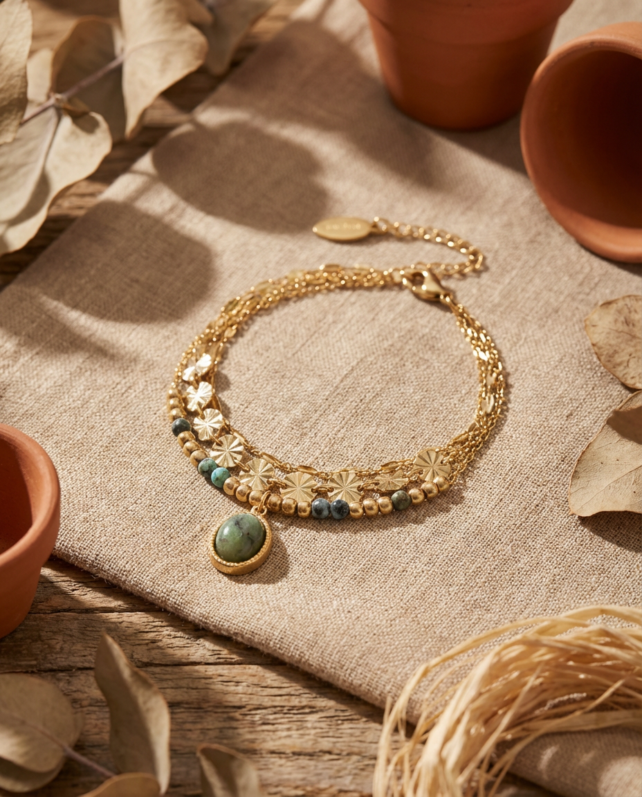 Bracciale a tre file in acciaio inossidabile