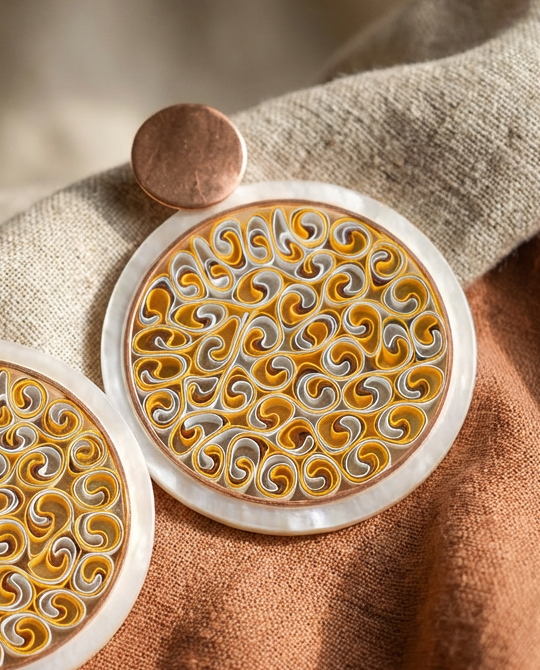 Orecchini tondo grande mandala in carta